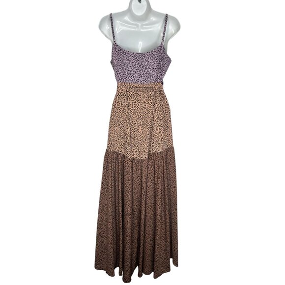 Hutch Anthropologie Floral Wrap Maxi Dress V-neck Hi-Low Brown Purple Size M - Picture 14 of 16